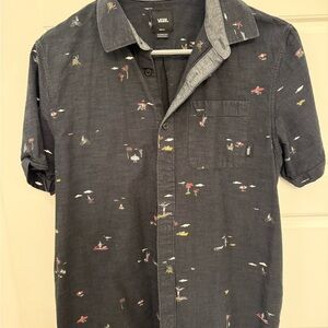 Vans Men's Navy Patterned Casual Shirt
